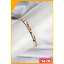 Havor Pirinç Kaplama Ezme Zincir Bileklik Kadın Aksesuarı