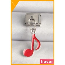 Havor Kırmızı Müzik Nota Tasarımlı Paslanmaz Çelik Bileklik
