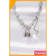 Havor Paslanmaz Çelik Kilitli Kolye 45CM Zincir Uzunluğu