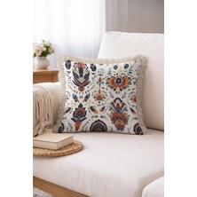 Hanna Home Dekoratif Yastık Kılıfı Etnik Desenli Saçaklı Kırlent Yatak Odası Dekoru 43X43 cm