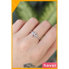 Havor Ayarlanabilir Pirinç Yüzük Zirkon Taşlı Yusufçuk Desenli
