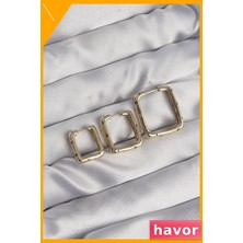 Havor Zirkon Taşlı Kare Küpe Seti Pirinç Malzeme