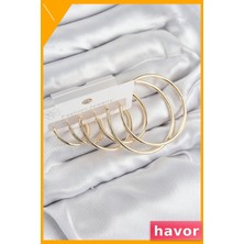 Havor Pirinç Halka Küpe Seti Altın Renk Kadın Aksesuarı