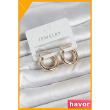 Havor 20 mm Pirinç Halka Küpe Altın Rengi Kadın