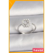 Havor Ayarlanabilir Pirinç Yüzük Zirkon Taş Detaylı Inciler