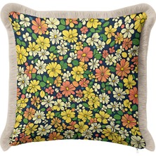 Hanna Home Dekoratif Kırlent Kılıfı Botanik Floral Desenli Yastık Kılıfı Salon Koltuk Yastığı 43X43 cm