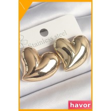 Havor Pirinç Kalp Şekilli Kadın Küpe Modelleri