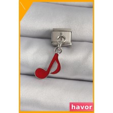 Havor Kırmızı Nota Desenli Paslanmaz Çelik Bileklik