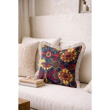 Hanna Home Dekoratif Yastık Kılıfı Bohem Etnik Desenli Yatak Odası Dekoru Saçaklı Saçaklı Kırlent 43X43 cm
