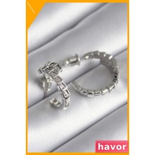 Havor Pirinç Yılan Figürlü Zirkon Taşlı Kadın Küpe