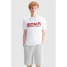 Ecko Unltd. Jordan Standart Fit Bisiklet Yaka Baskılı %100 Pamuk Erkek Beyaz Tişört