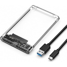PX-3000 2.5 Inç Şeffaf Harddisk SSD Kutusu, USB 3.0 Type-C Sata HDD SSD Harici Disk Kutusu, Lapto