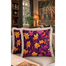 Hanna Home Tropikal Çiçek Desenli Dekoratif Kırlent Kılıfı Yastık Kılıfı Kanepe Dekorasyonu 43X43 cm