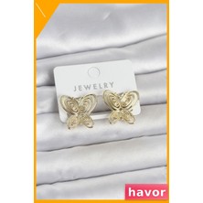 Havor Model Pirinç Kadın Küpe Gold Renk Füsun