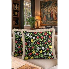 Hanna Home Dekoratif Yastık Kılıfı Çiçek Desenli Yastık Kılıfı Koltuk Takımı Aksesuarı 43X43 cm