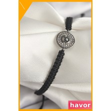Havor Füme Rengi Pirinç Nazar Boncuğlu Makrome Bileklik