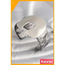 Havor Siyah Mermer Desenli Akrilik Bilezik Kadın Aksesuarı