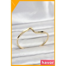 Havor Gold Renk Pirinç Zikzak Model Kadın Bileklik