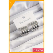 Havor Paslanmaz Çelik Bombe Tasarım Yarım Halka Küpe Seti