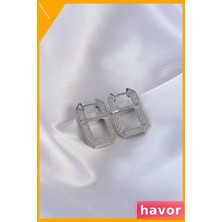 Havor Zirkon Taşlı Pirinç Küpe Modelleri Kadın Aksesuar