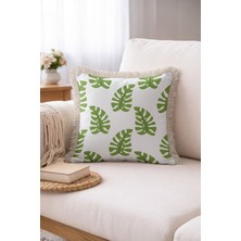 Hanna Home Saçaklı Saçaklı Kırlent Dekoratif Çiçekli Dekoratif Yastık Kılıfı Yatak Odası Dekoru 43X43 cm