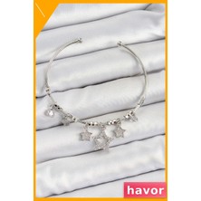 Havor Zirkon Taşlı Yıldız Desenli Pirinç Bileklik Aksesuar