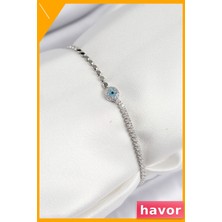 Havor Zirkon Taşlı Nazar Bilekliği Pirinç Kaplama Kadın Aksesuarı