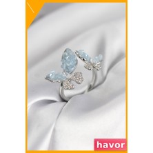 Havor Ayarlanabilir Pirinç Kadın Yüzüğü Zirkon Taşlı Kelebek Desen
