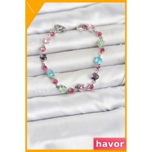 Havor Kalp Kesimli Zirkon Taşlı Pirinç Kadın Bileklik Karışık Renk