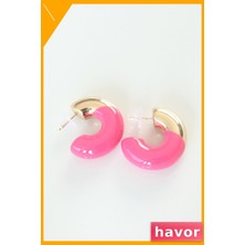 Havor Pembe ve Altın Renkli Çift Tonlu Kadın Küpeleri
