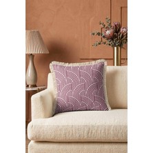 Hanna Home Dekoratif Yastık Kılıfı Kırmızı Geometrik Salon Koltuk Yastığı Saçaklı Saçaklı Kırlent 43X43 cm