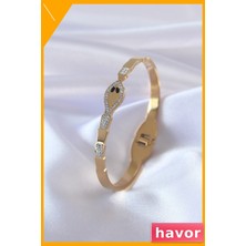 Havor Yılan Desenli Zirkon Taşlı Kadın Bilekliği