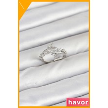 Havor Ayarlanabilir Kelebek Desenli Kadın Yüzüğü Zirkon Taşlı