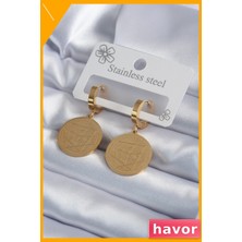 Havor Paslanmaz Çelik Kadın Küpe Pentagram Desenli