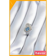 Havor Ayarlanabilir Kalp Desenli Yıldız Zirkon Kadın Yüzüğü
