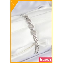 Havor Pirinç Oval Zirkon Taşlı Kadın Bilek Aksesuarı
