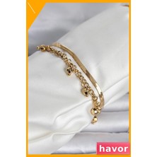 Havor Paslanmaz Çelik Gold Bileklik Kadın Dorika Italyan Zincirli