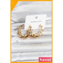 Havor Spiral Halka Paslanmaz Çelik Kadın Küpe 316L Gold Renk