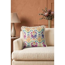Hanna Home Saçaklı Kırlent Kılıfı Kırlent Kılıfı Renkli Çiçekli Kanepe Dekorasyonu Saçaklı Kırlent Kılıfı 43X43 cm
