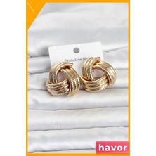 Havor Sarmal Model Paslanmaz Çelik Kadın Küpe Gold Renk 316L