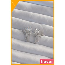 Havor Kare Zirkon Taşlı Pirinç Fiyonk Küpe Modelleri