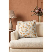 Hanna Home Çiçek Desenli Saçaklı Kırlent Kılıfı Kırlent Kılıfı Kanepe Dekorasyonu 43X43 cm