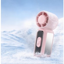 Azurtech Şarjlı El Vantilatörü Mini Fan USB Özellikli Buz Serinletmeli 199 Hız Kademeli Pembe