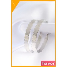 Havor Tırtıklı Desenli Pirinç Halka Küpe Modelleri