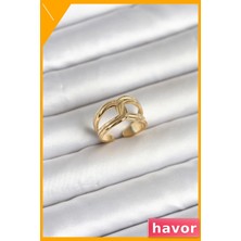 Havor Düğüm Model Ayarlanabilir 316L Çelik Kadın Yüzük Gold