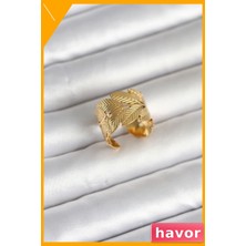 Havor Ayarlanabilir 316L Çelik Başak Modeli Yüzük Gold