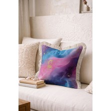 Hanna Home Saçaklı Kırlent Kılıfı Kırlent Kılıfı Mermer Salon Koltuk Yastığı Saçaklı Kırlent Kılıfı 43X43 cm