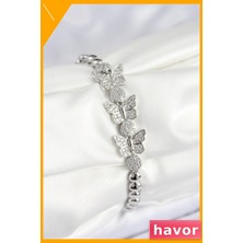 Havor Zirkon Taşlı Kelebek Desenli Kadın Bilekliği