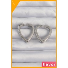 Havor Zirkon Taşlı Kalp Motifli Pirinç Küpe