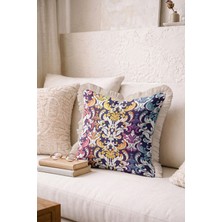 Hanna Home Dekoratif Kırlent Kılıfı Geometrik Desenli Renkli Ev Dekorasyonu Saçaklı Kırlent Kılıfı 43X43 cm
